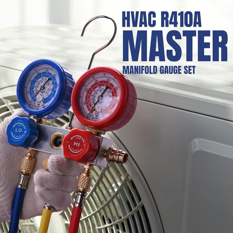 BACOENG AC Gauge Set for R32 R134a R410a R12, Automotive A/C Refrigerant Recharge Kit HVAC Manifold Gauge Set with 5FT Hoses, Quick Couplers, Puncture and Self Sealing Can Tap - Image 5